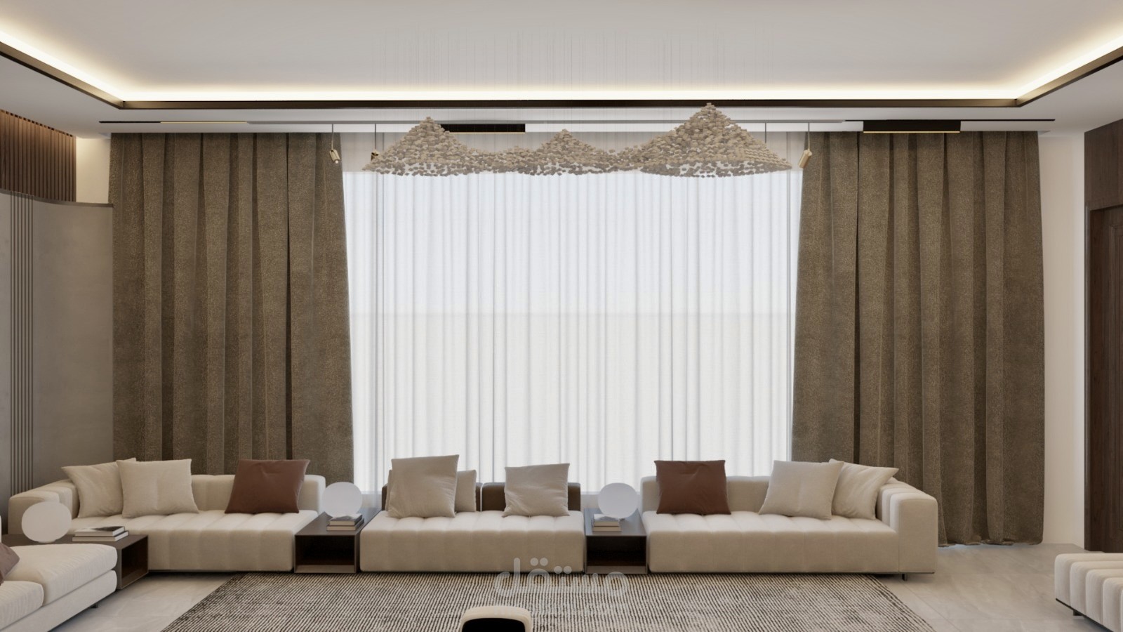 تصميم داخلي لمجلس رجال و طعام و مغاسل و حمام