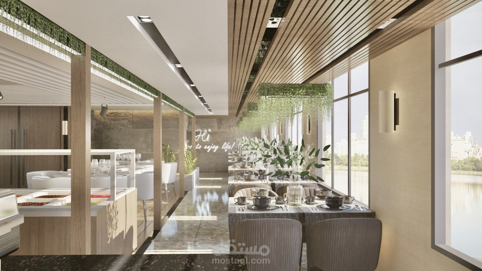 تصميم مودرن لمطعم على مركب