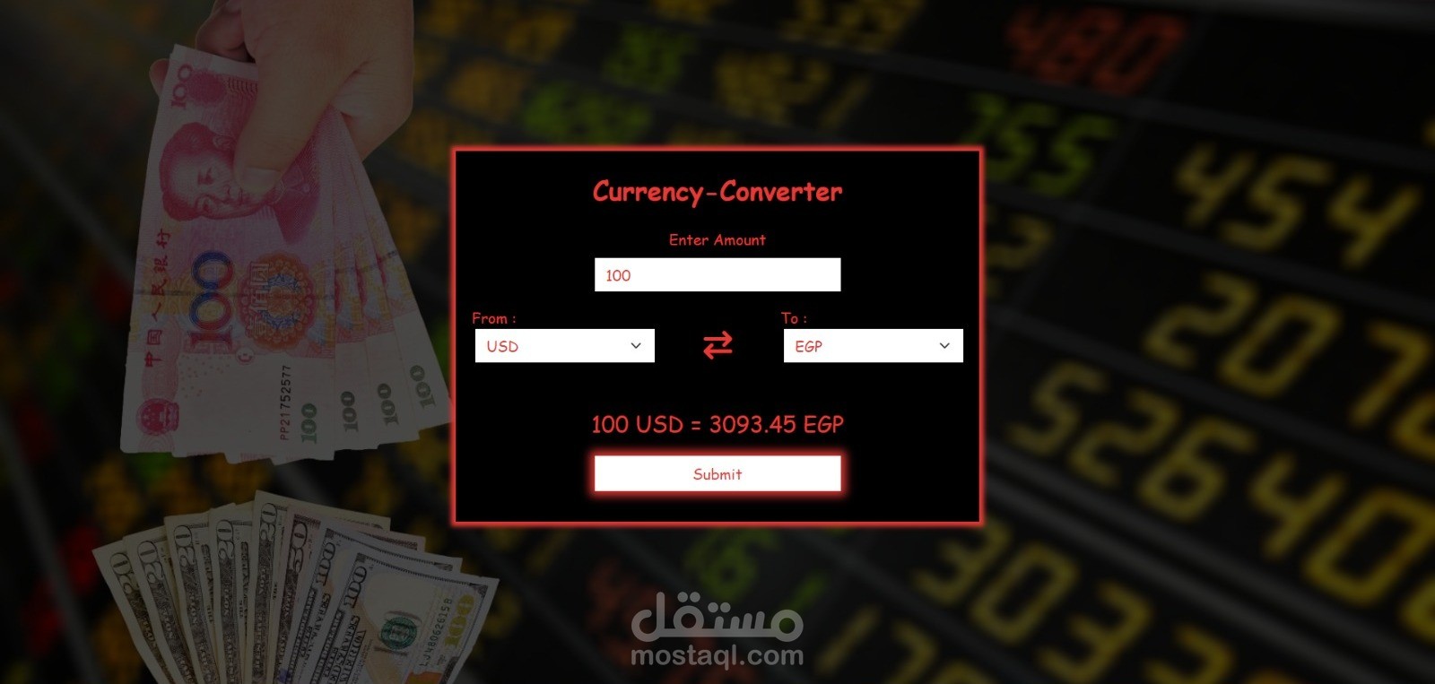 تحويل العمله بما يقابلها من عمله اخري