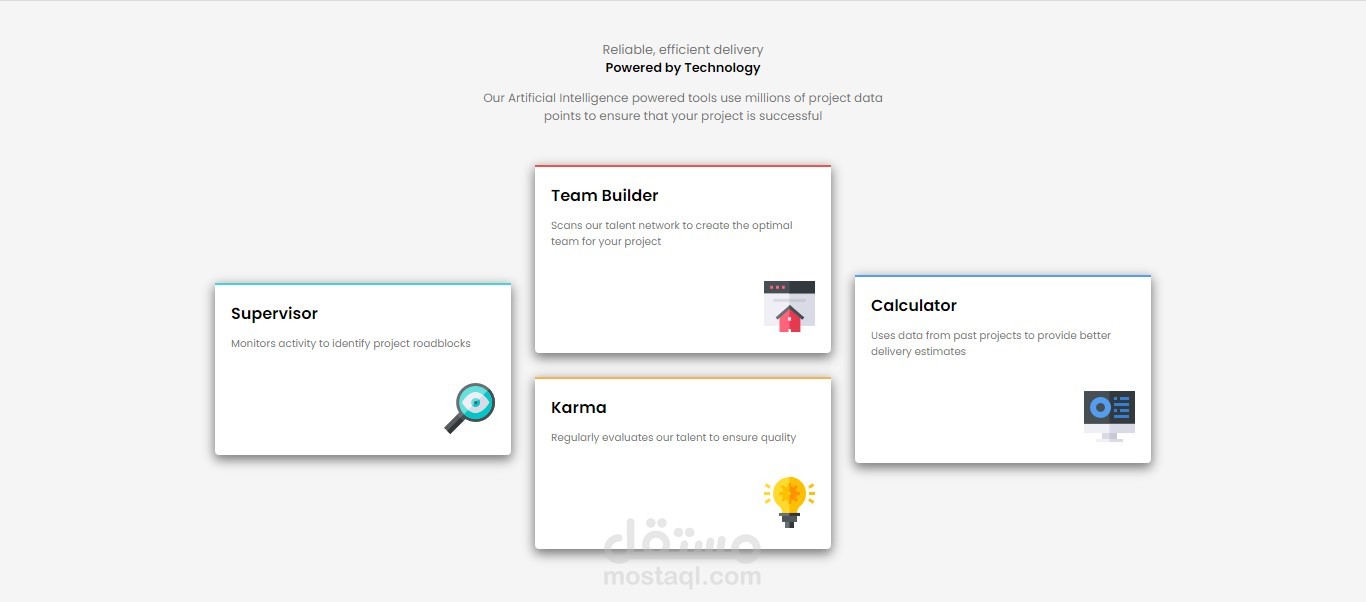 جزء من صفحه هبوط - Four-card-feature-section - Landing-Page