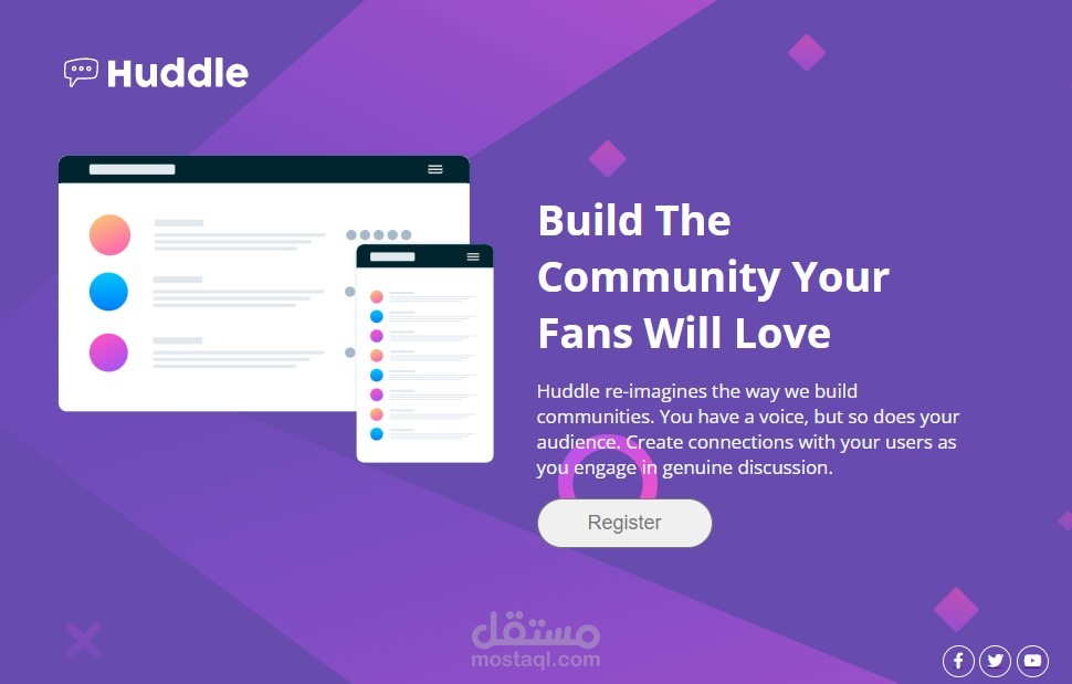 Huddle-landing-page-with-single-introductory-section