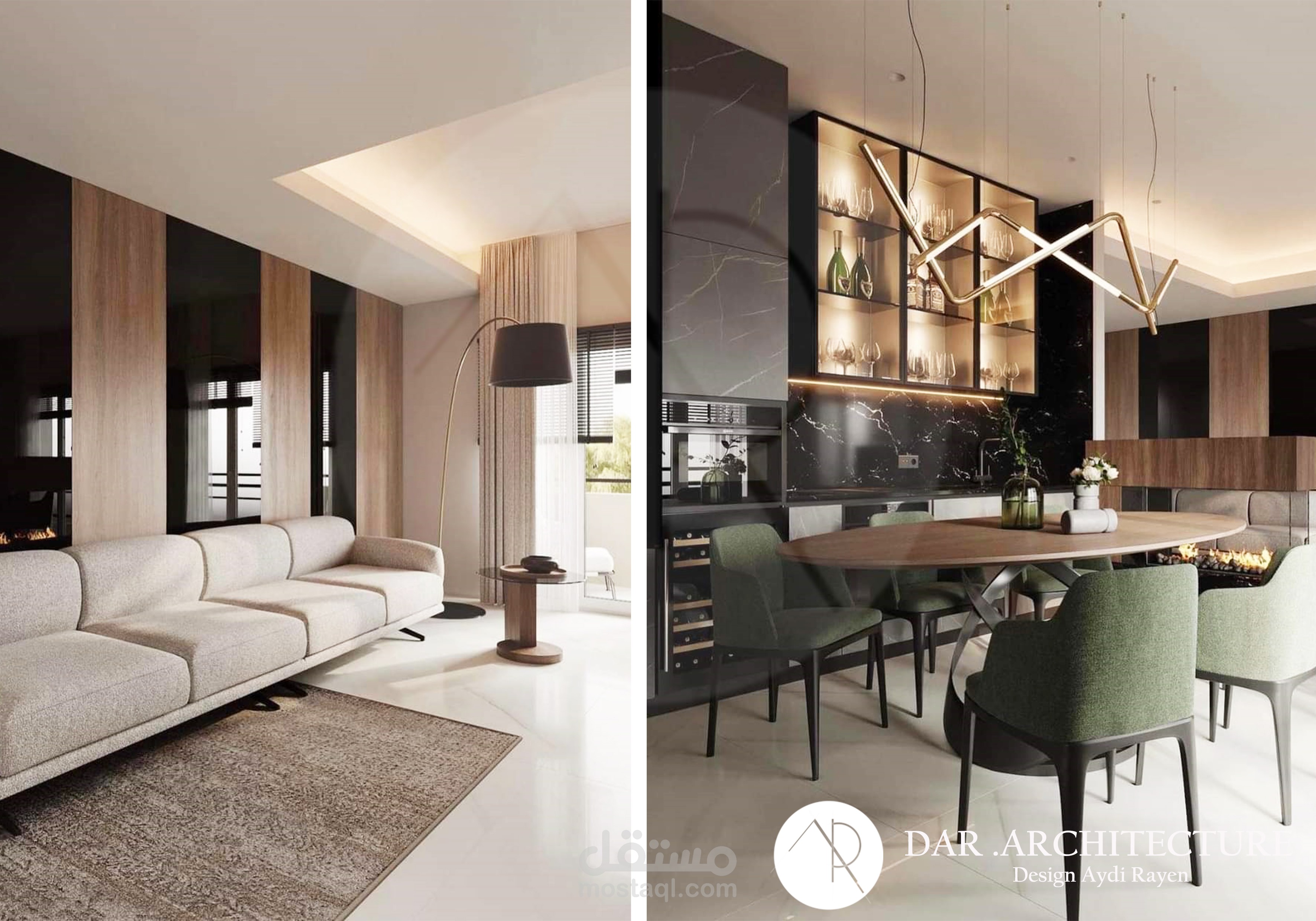 تصميم داخلي لمنزل عصري من تصميم المهندس معماري ريان العايدي  dar architecture