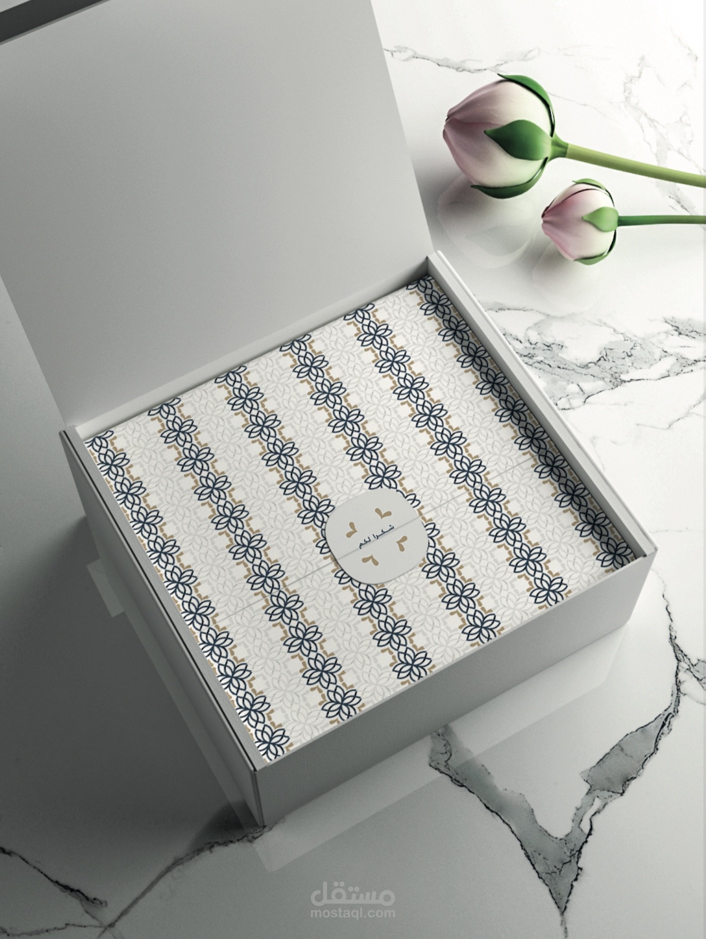 تصميم غلاف لعطر و ستكر فيه عبارة شكر