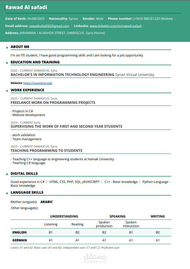 إنشاء سيرة ذاتية cv