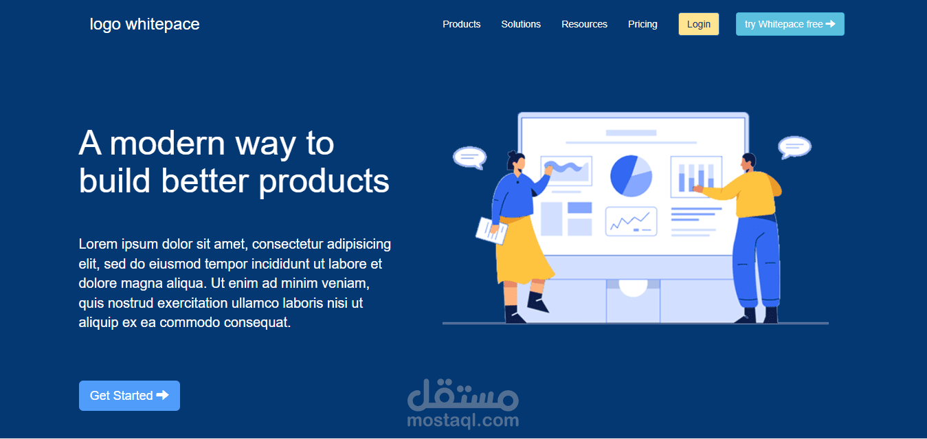 تصميم الواجهة الامامية خاصة في موقع