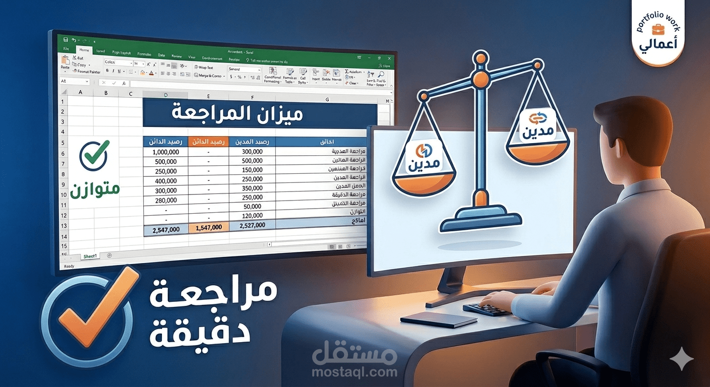 مراجعة الحسابات،  وإعداد ميزان المراجعة