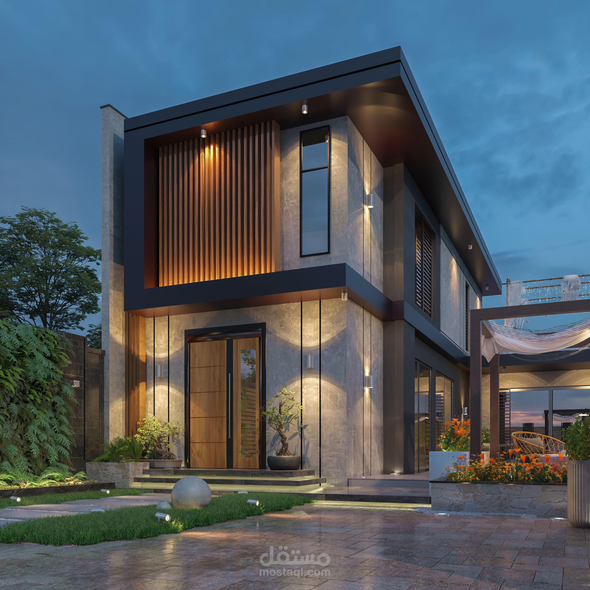 تصميم خارجى لفيلا بالمملكه الهربيه السعوديه