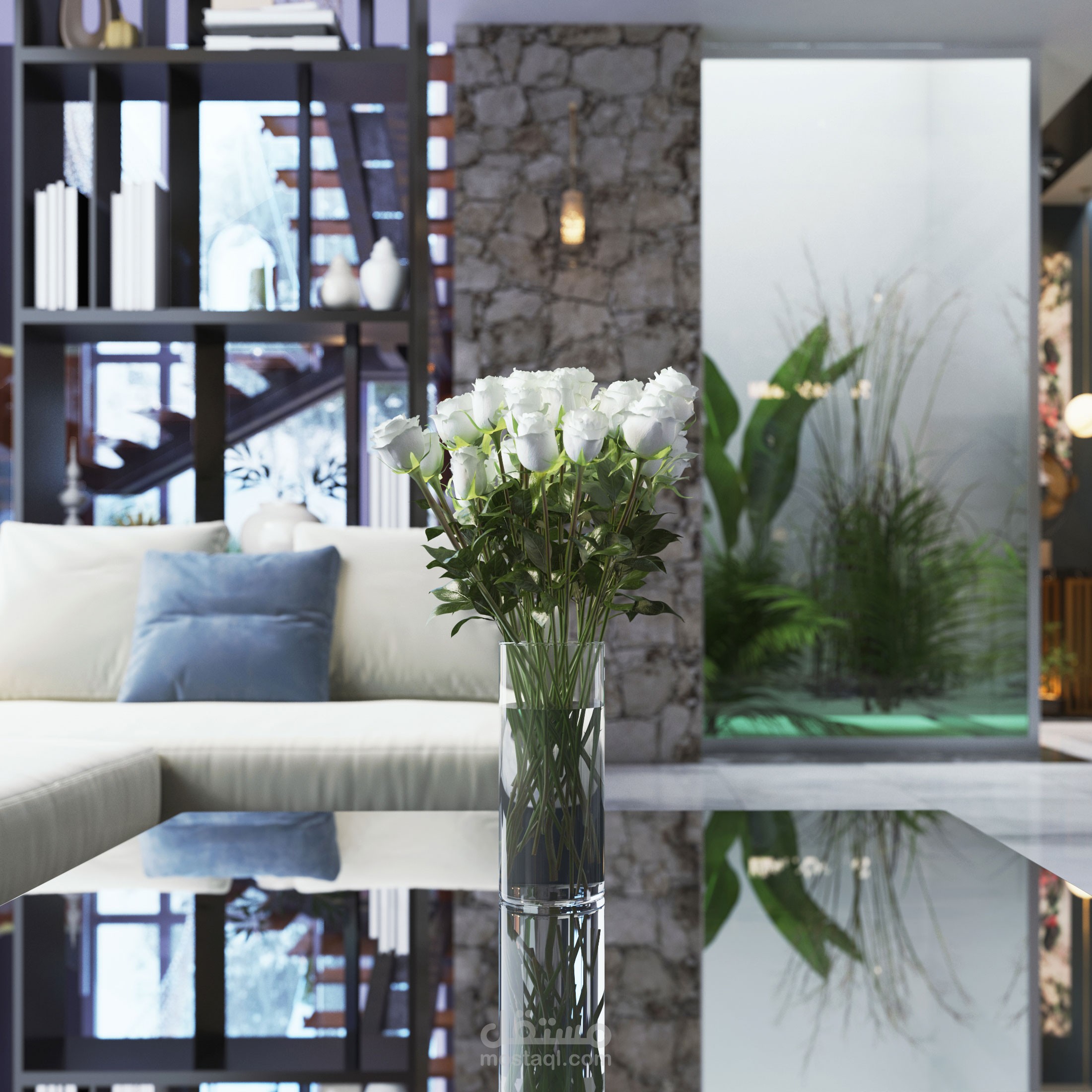 منطقة معيشة ومطبخ مفتوح