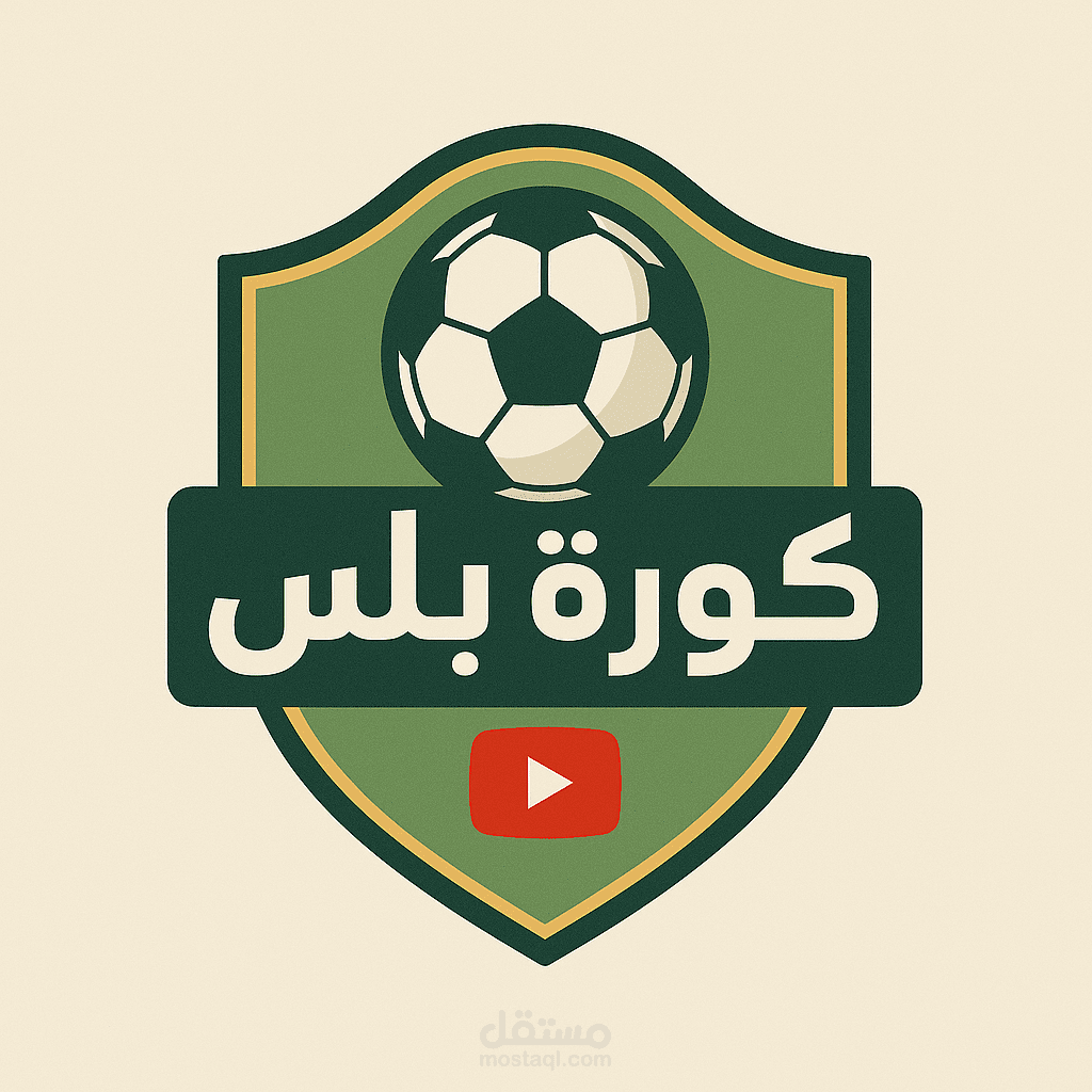نموذج تصميم شعار قناة يوتيوب رياضية – "كورة بلس"