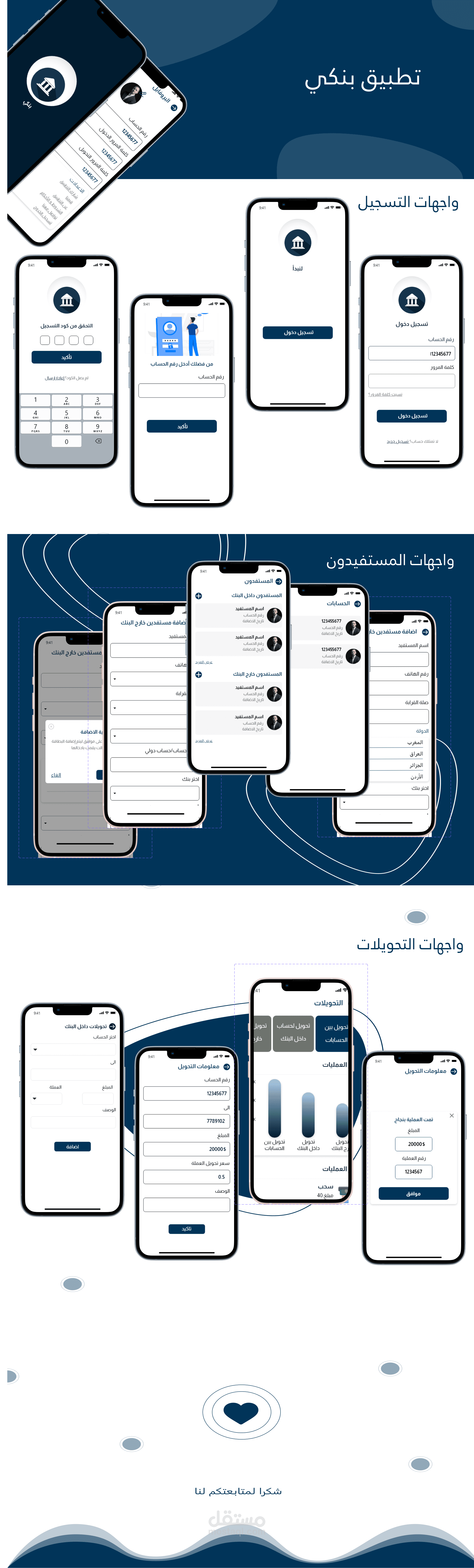 دراسة مستخدم و تصميم الواجهات لتطبيق بنكي