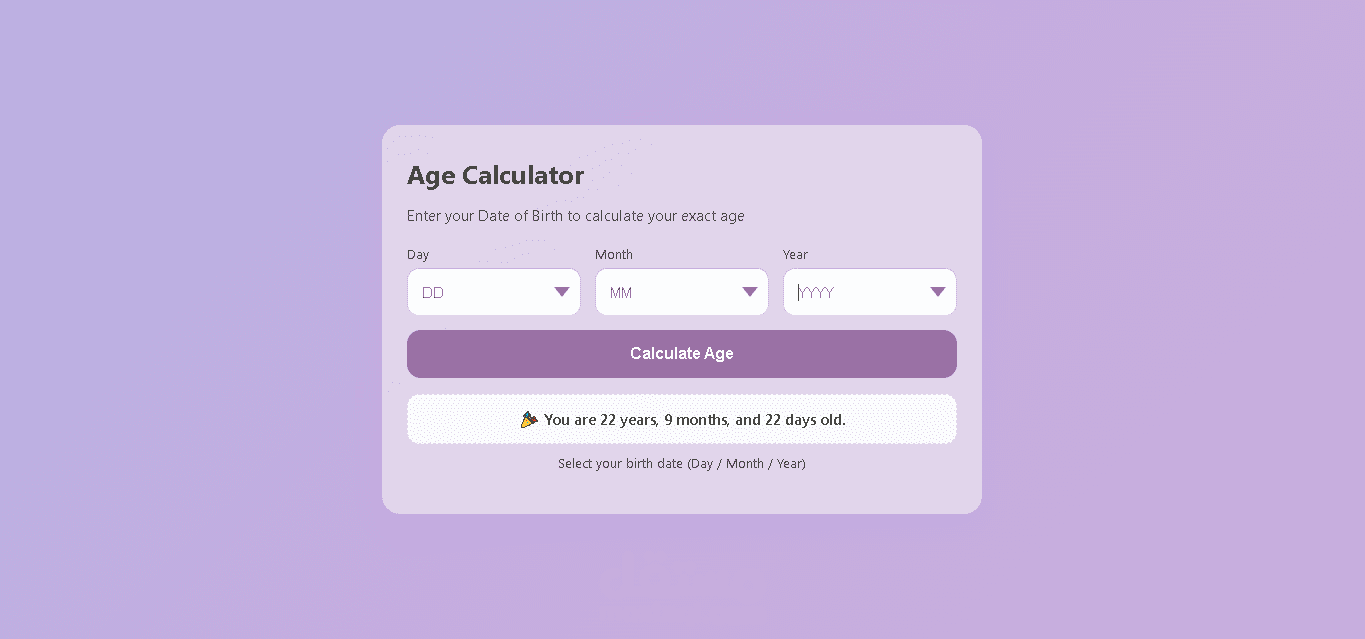 تطوير تطبيق ويب لحاسبة العمر – CodeAlpha_AgeCalculator
