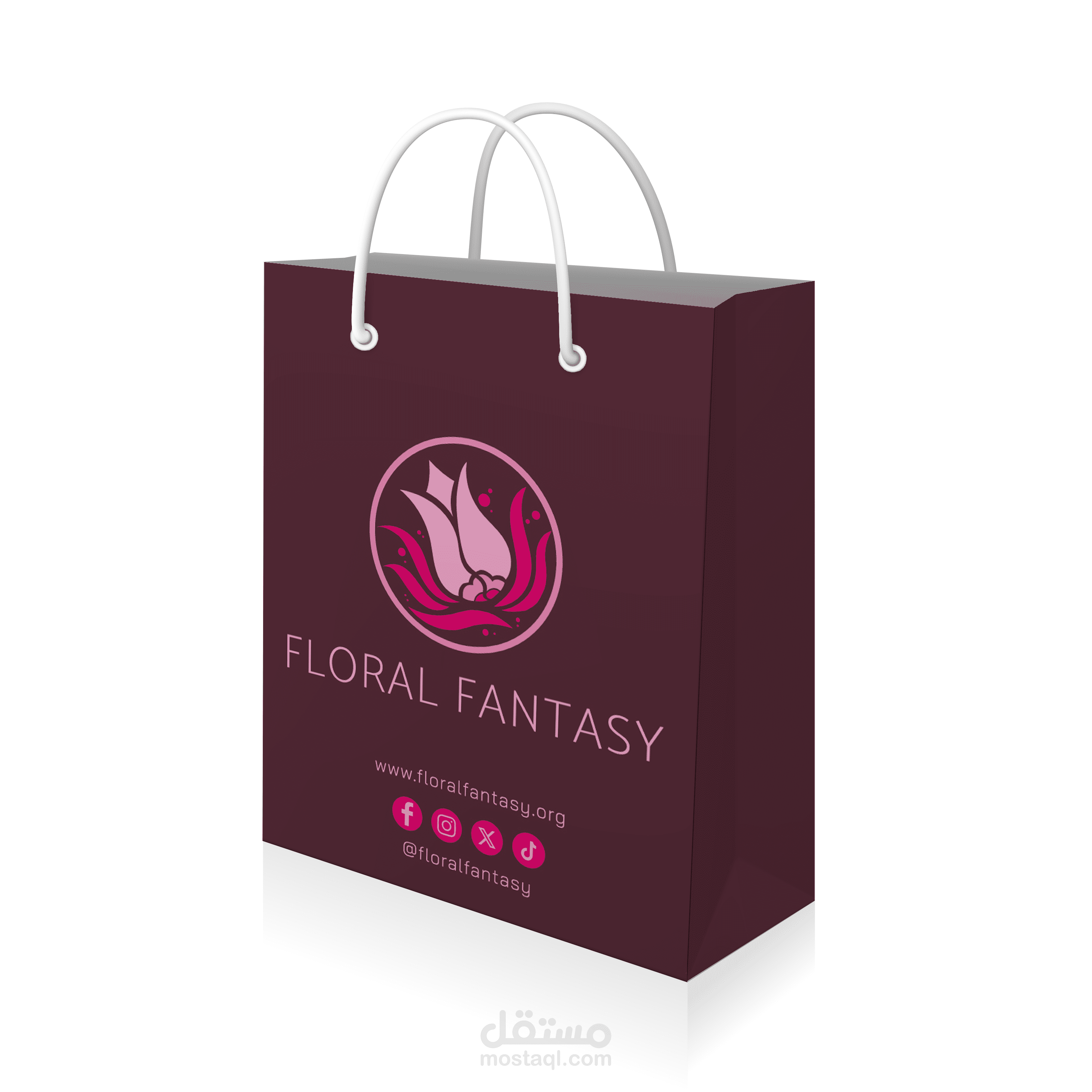 تصميم كيس ورقي وغلاف سيارة لمحل بيع الزهور