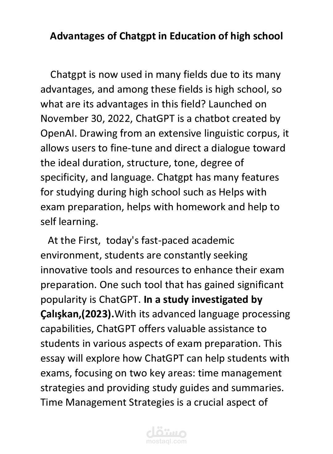 Advantages of Chatgpt in Education of high school