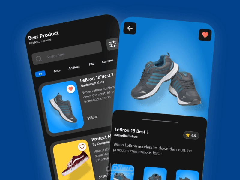 حذاء تسوق التطبيق UI UX Design