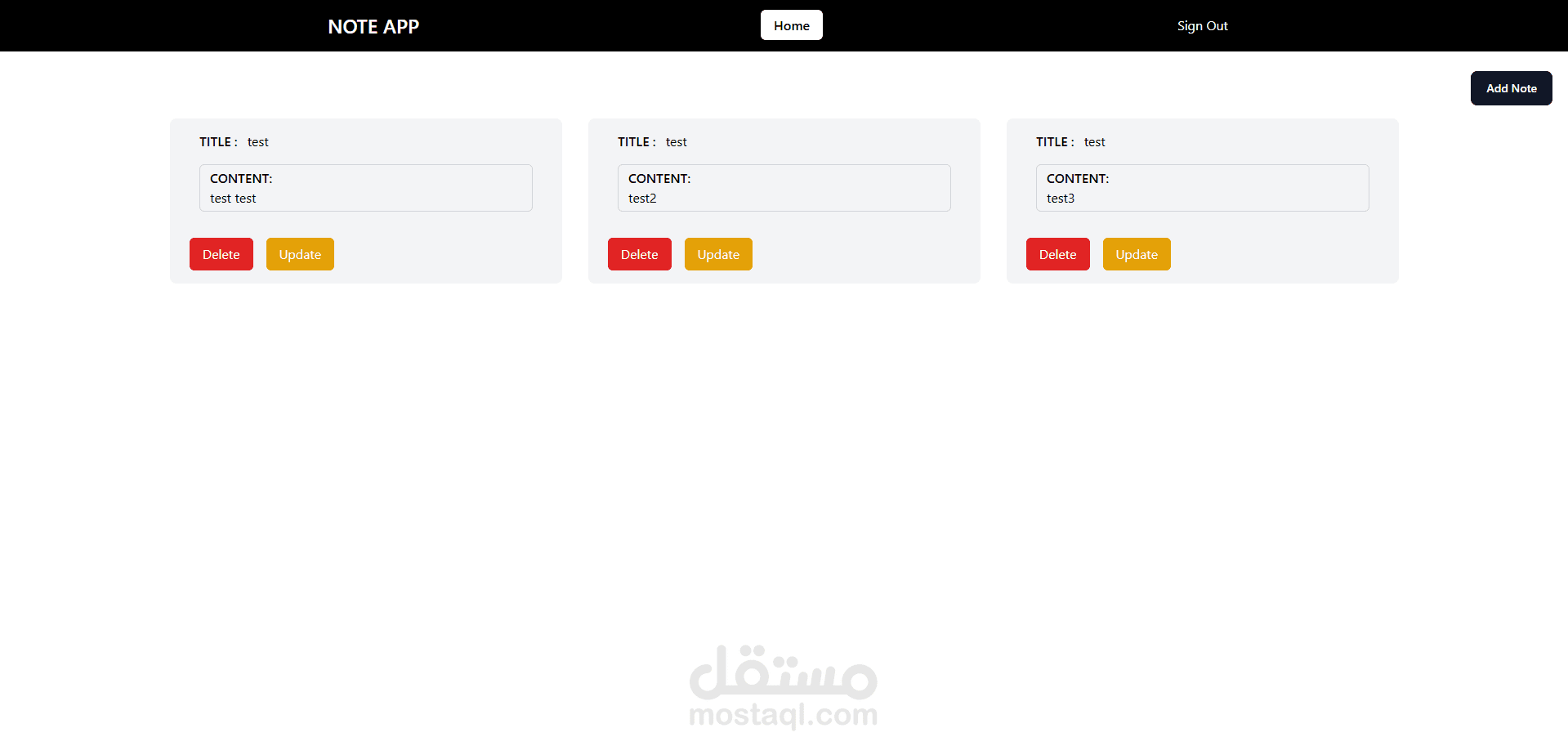 Note-App Webstie