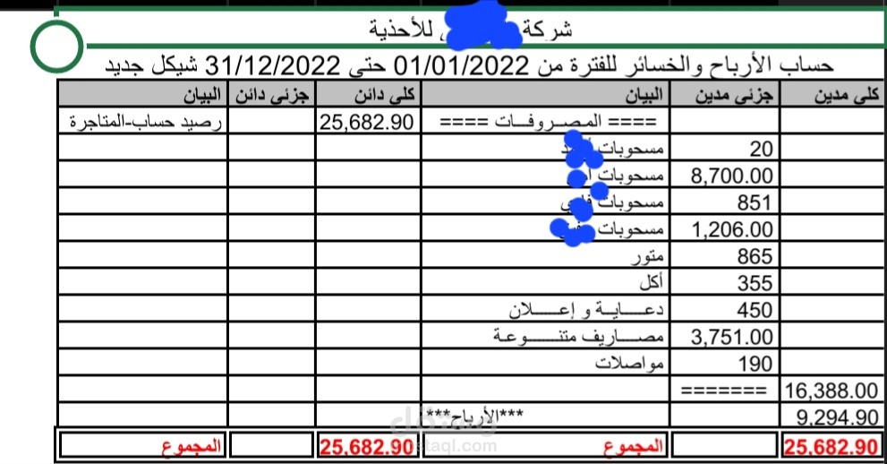 ادارة حسابات لشركة احذية
