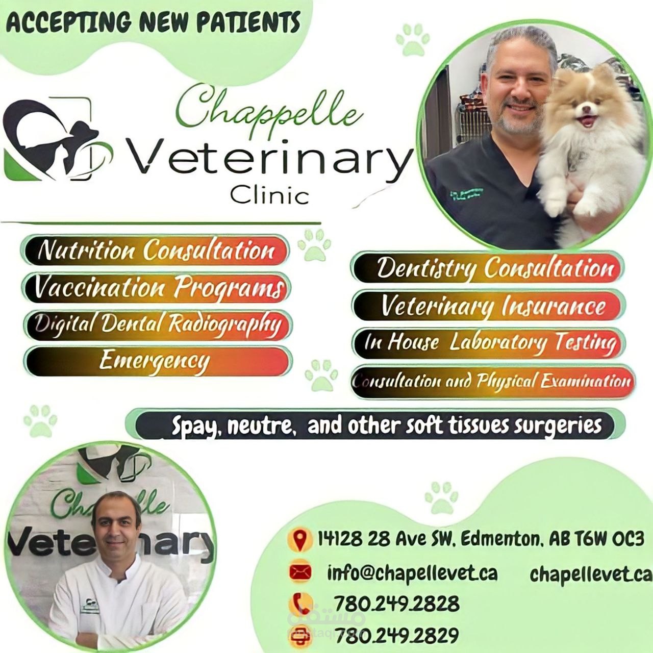 تصميم بوستر سوشيال ميديا لعيادة بيطرية بكندا