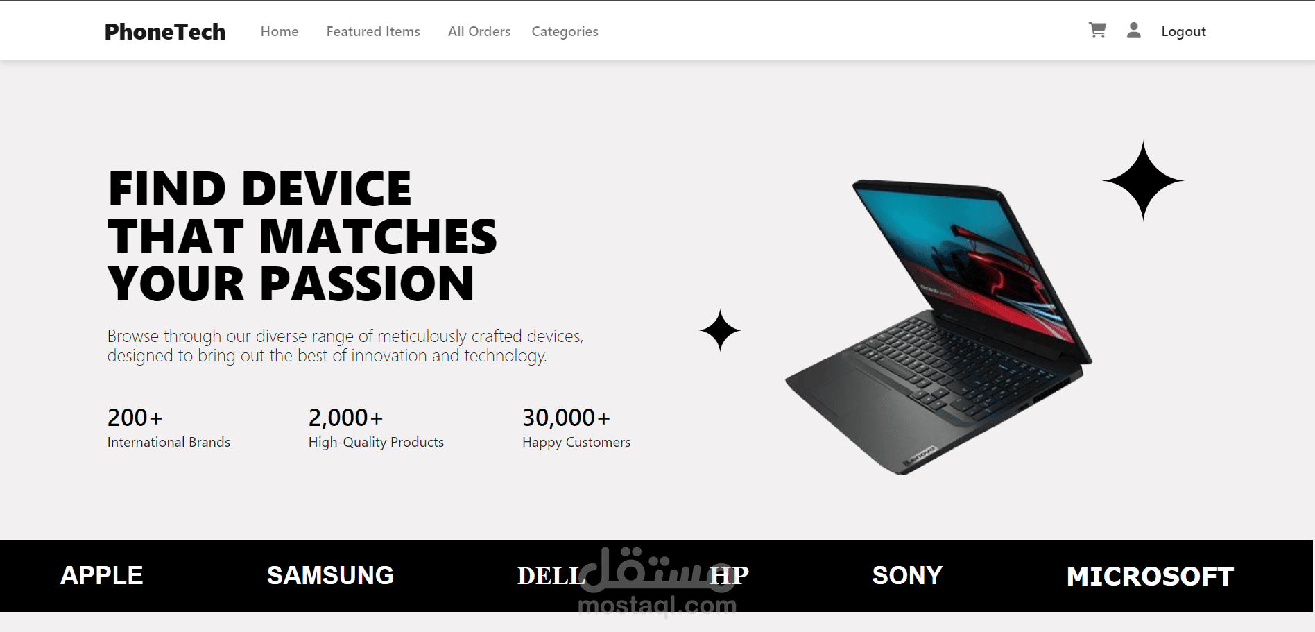 موقع تجارة إلكترونية (PhoneTech Shope)