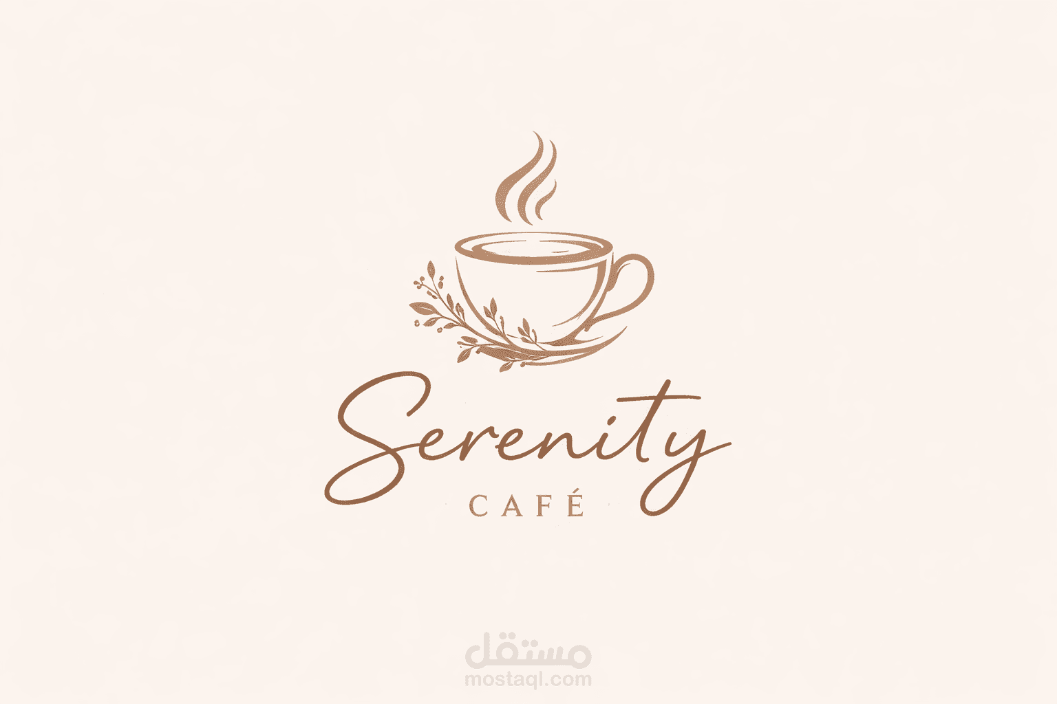 تصميم شعار لمقهى يعكس الهدوء والاسترخاء من خلال أسلوب ناعم وبسيط