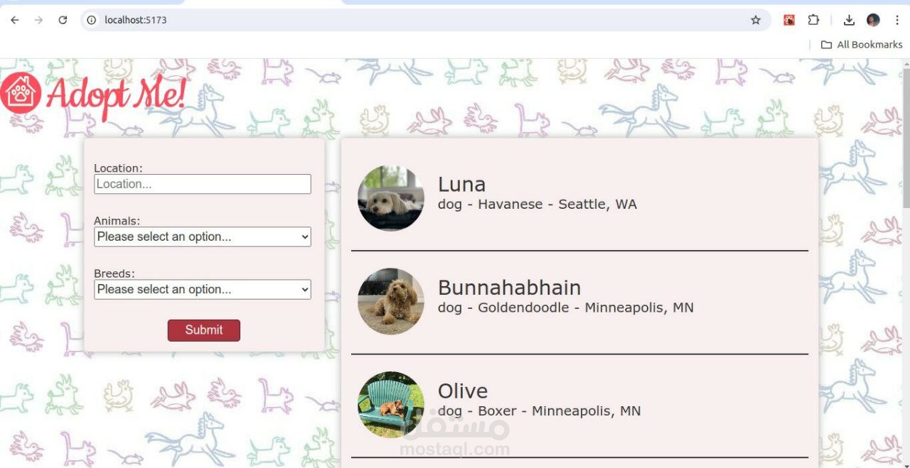 موقع لتبني الحيوانات الاليفه
