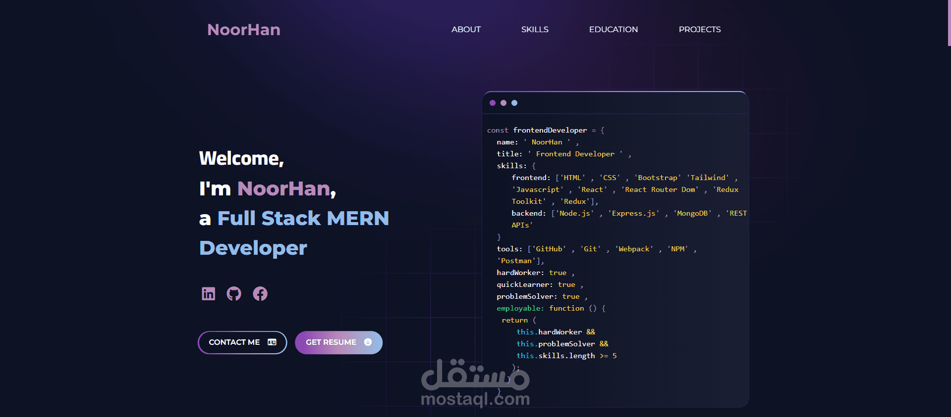 تصميم وتطوير بورتفوليو احترافي (Frontend Developer)