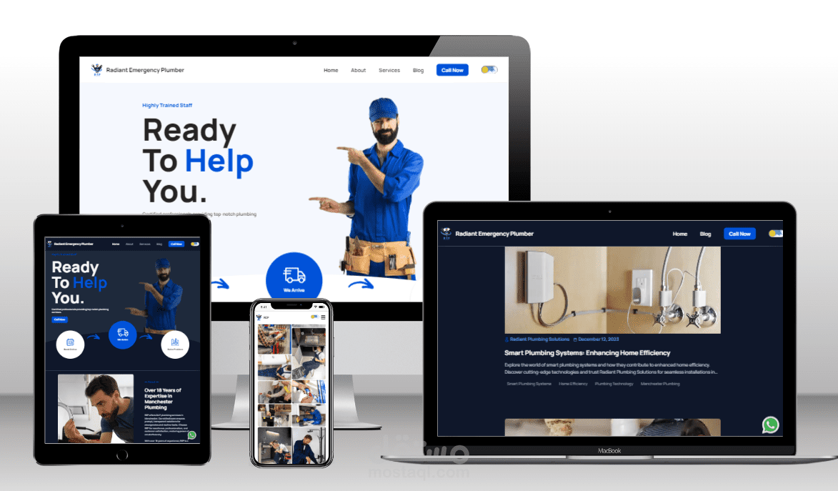 radiantemergencyplumber.co.uk تصميم موقع لعميل في المملكة المتحدة