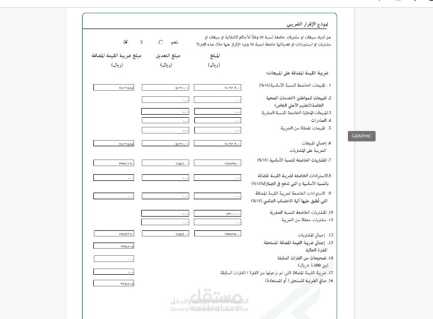 اقرار ضريبة القيمة المضافة