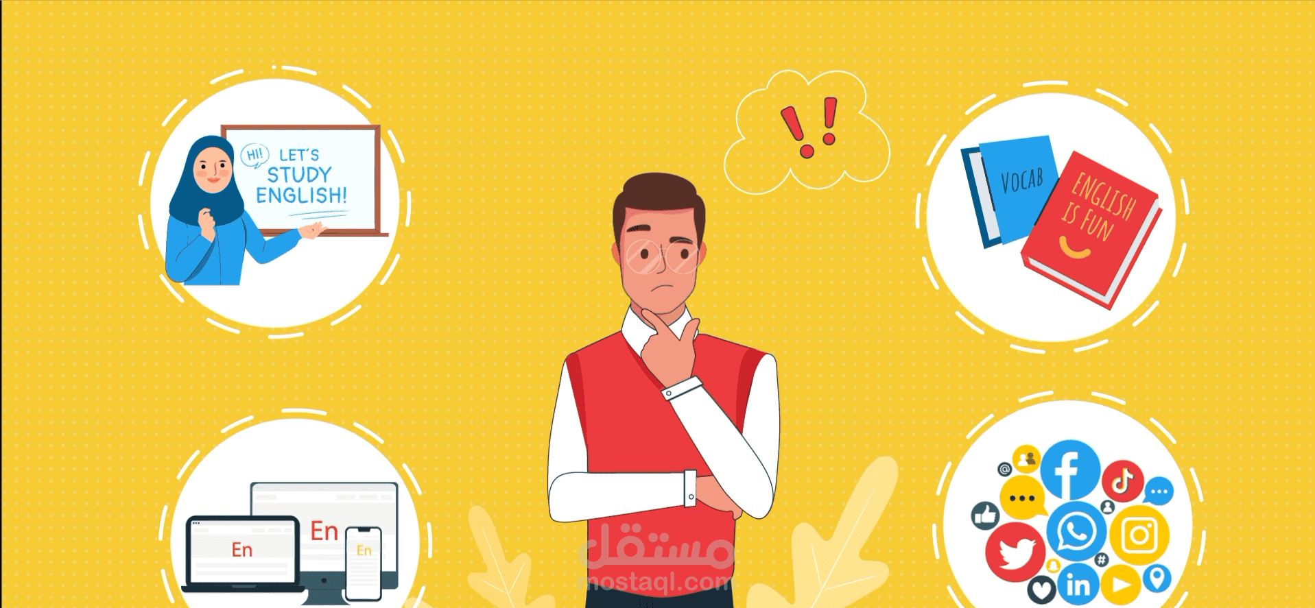 تصميم وتحريك فيديو موشن جرافيكس ثنائي الأبعاد (2D Animation) لتطبيق تعليمي