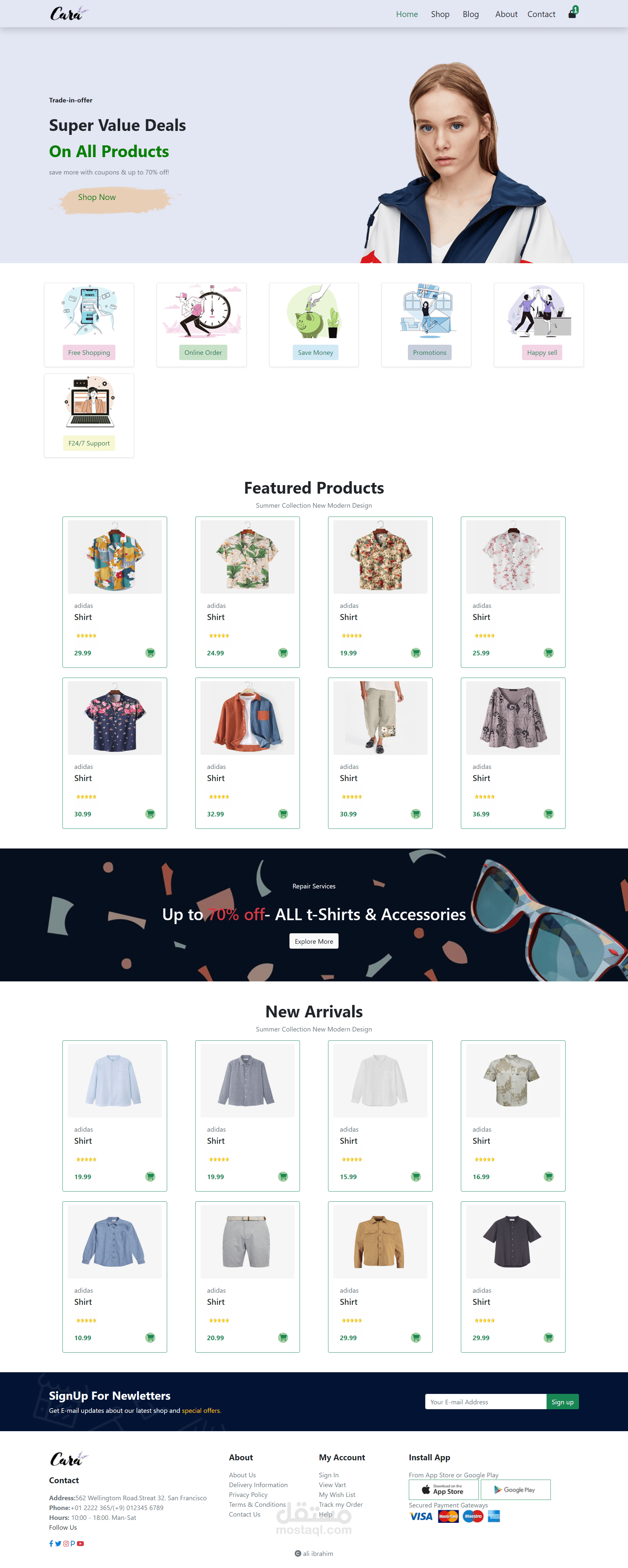 موقع تم تصميمه باستخدام html,css,bootstrap,js