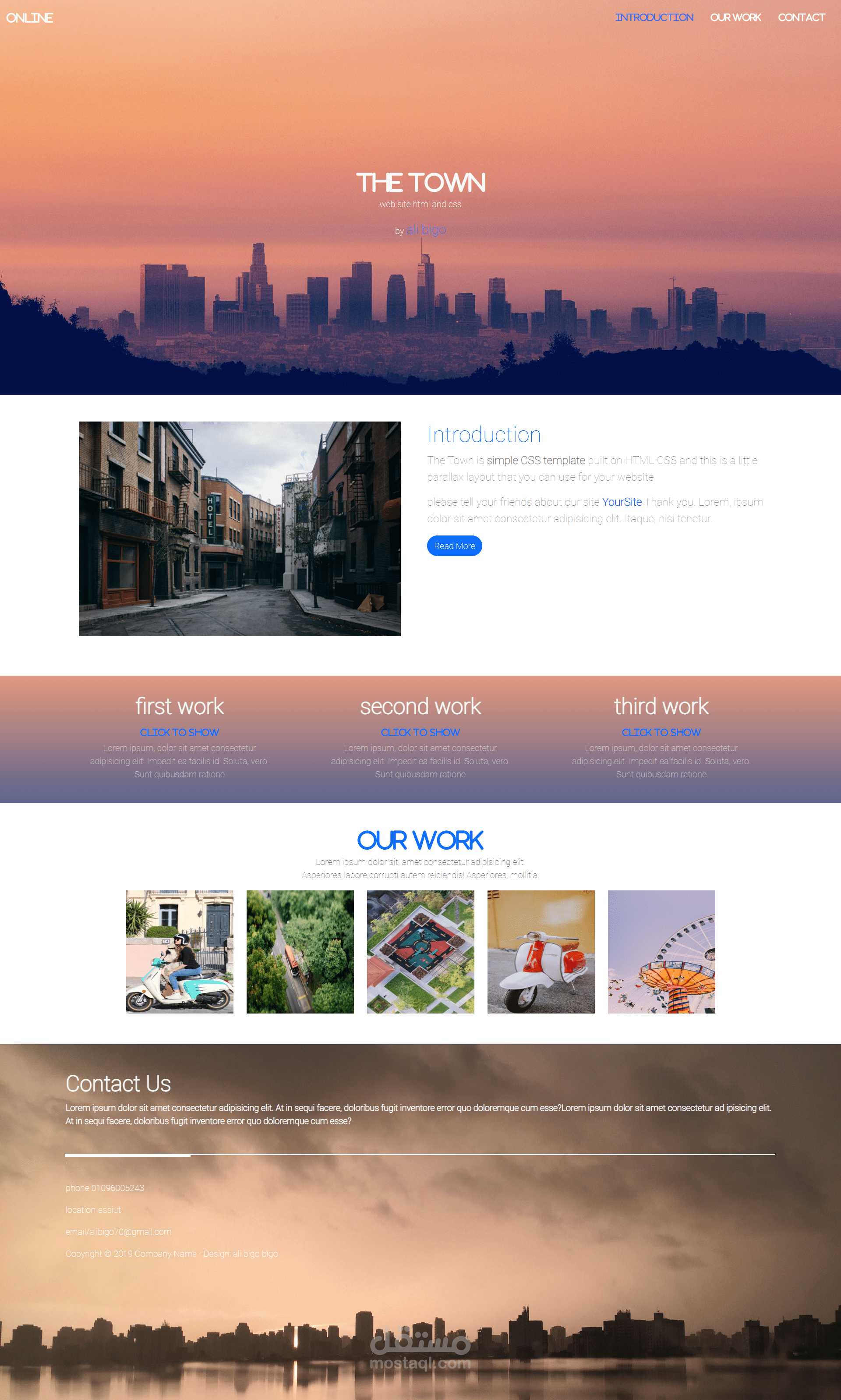 موقع تم انشائه باستخدام html,css,bootstrap,react