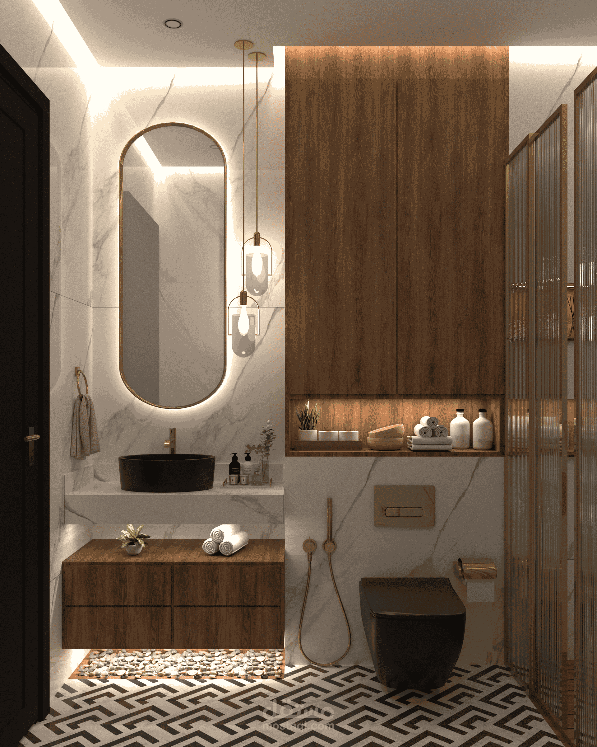 تصميم داخلي لحمّام عصري فاخر