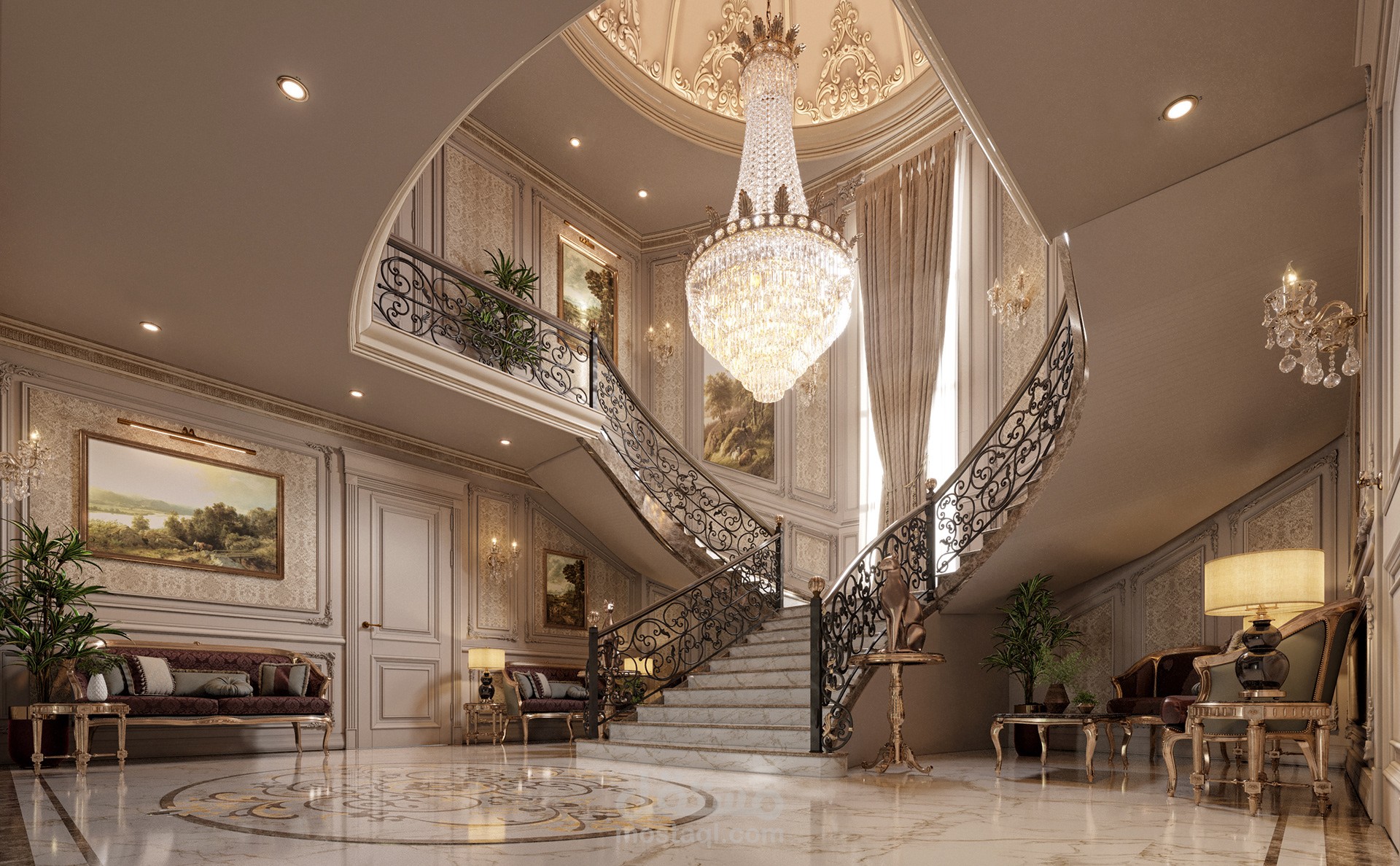 تصميم كلاسيك داخلي لفيلا سكنيه