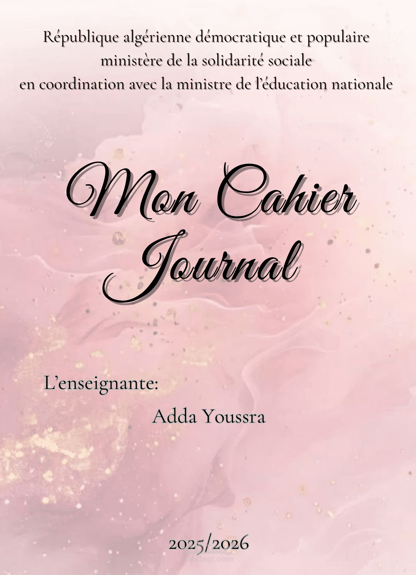 Cahier journal personnalisé