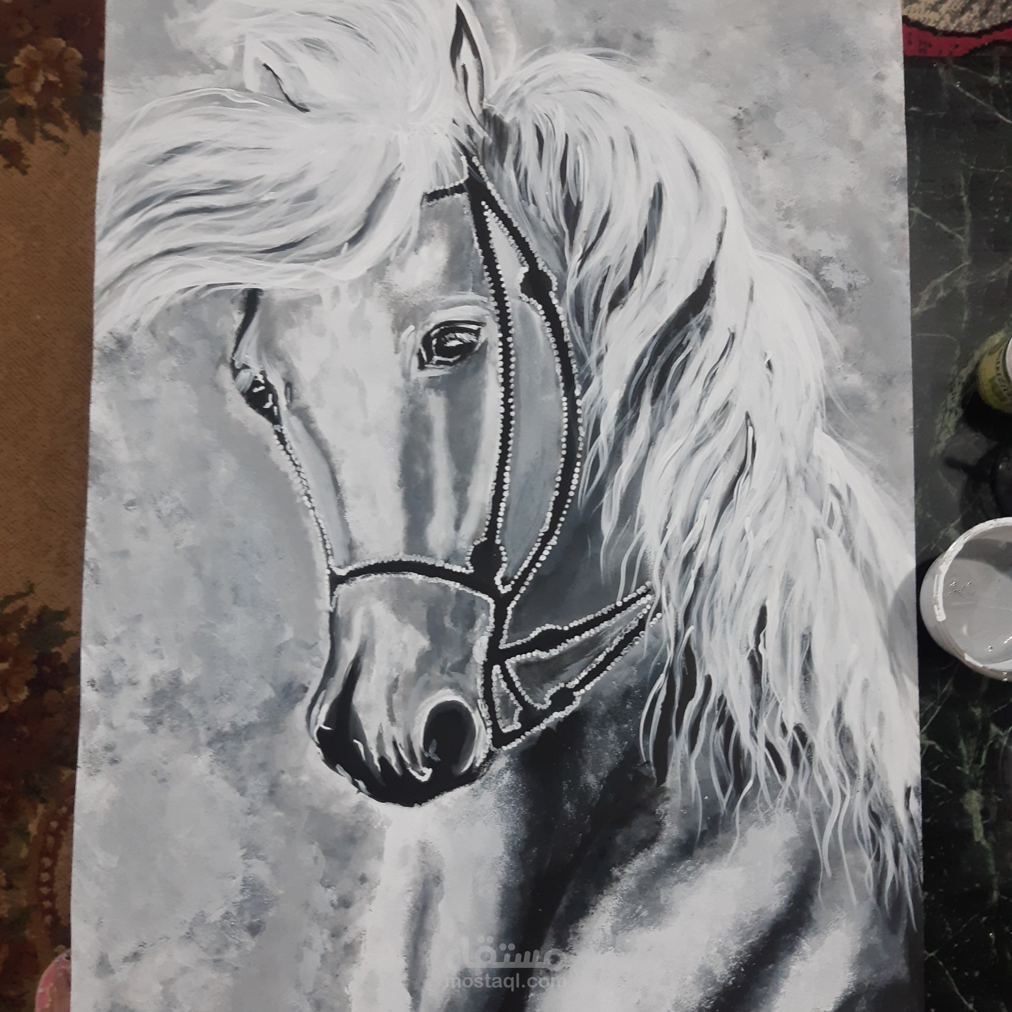 رسم بالوان الزيت علي توال