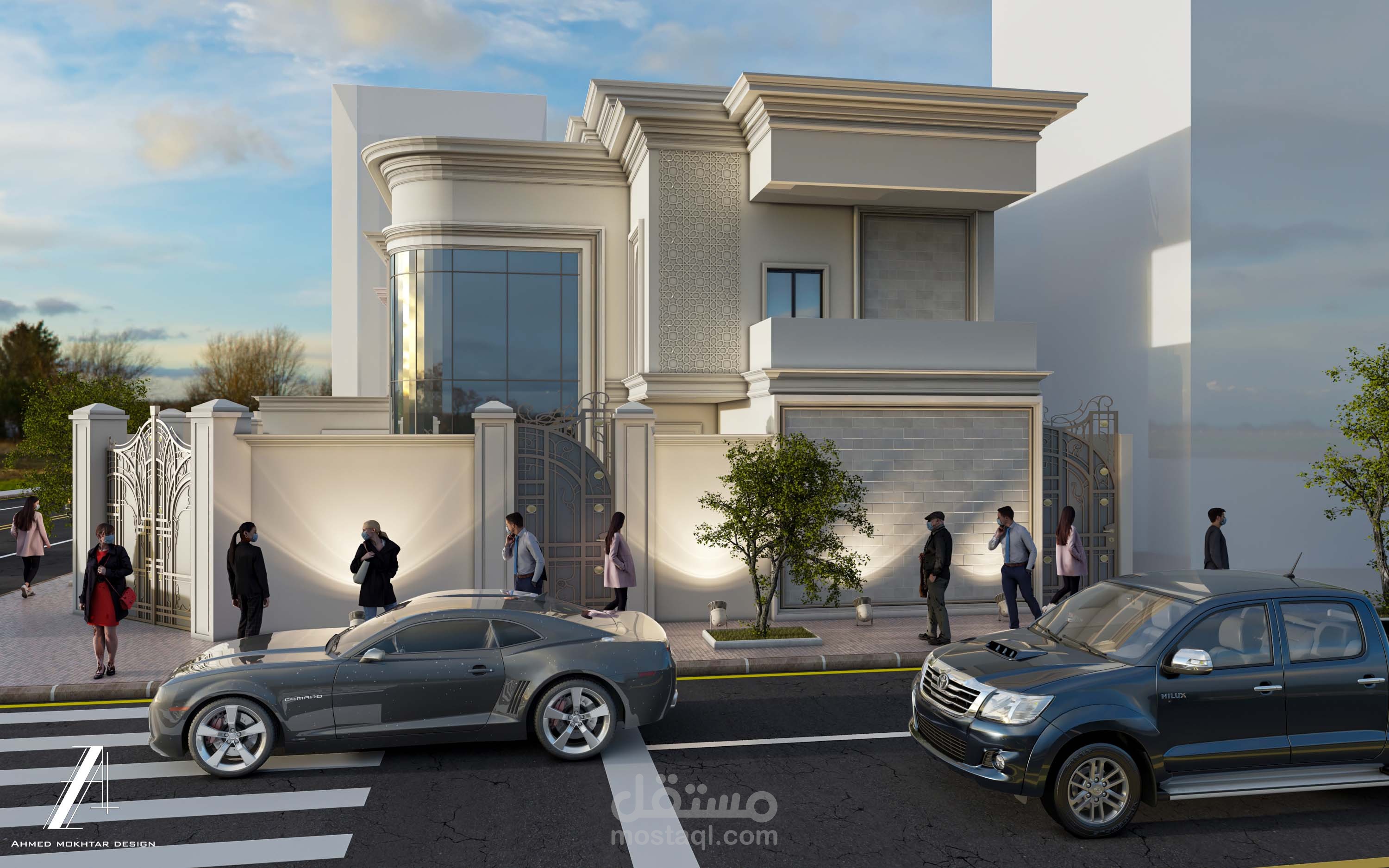 تصميم واجهه لفيلا سعوديه