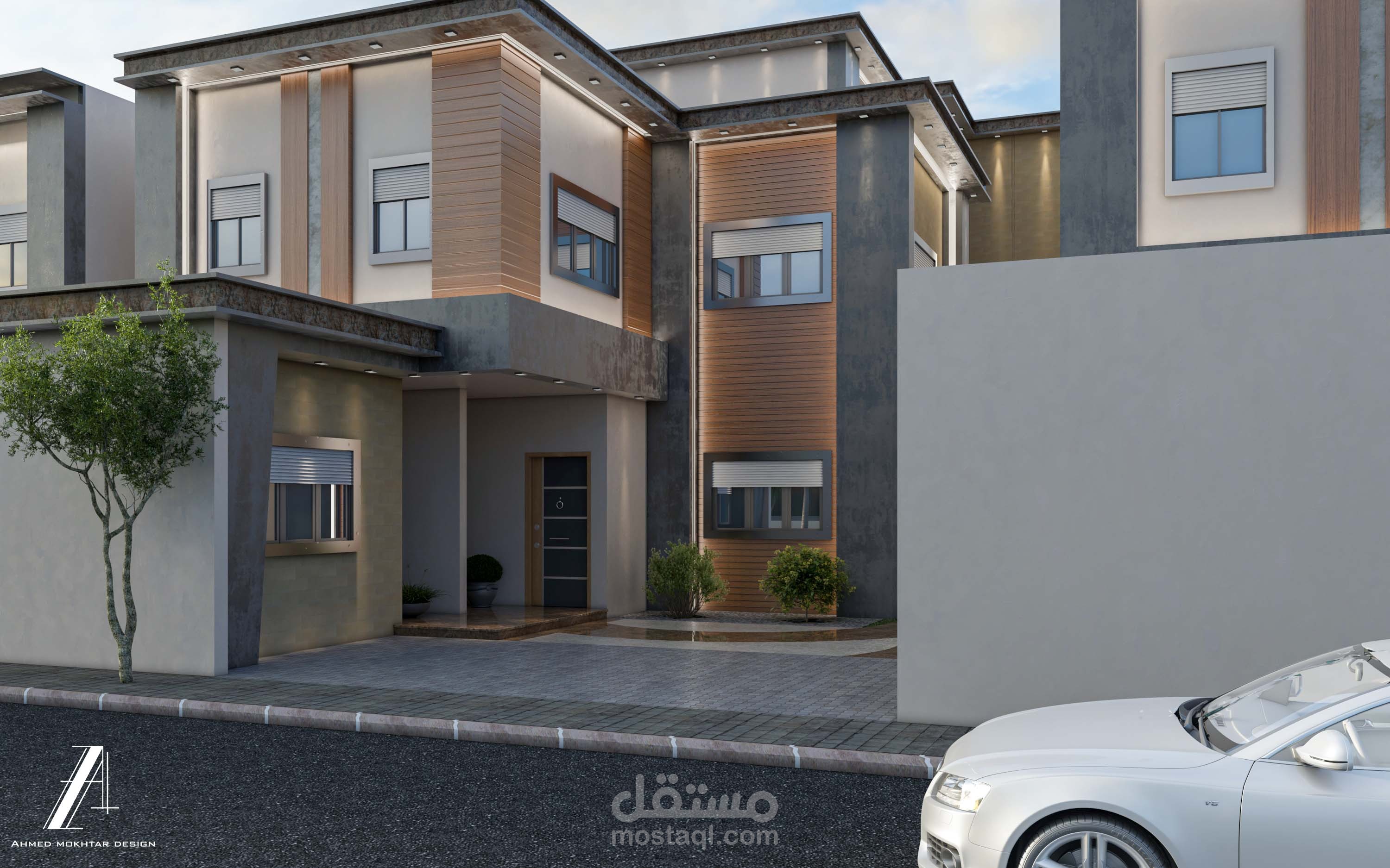 تصميم واجهه لفيلا سعوديه