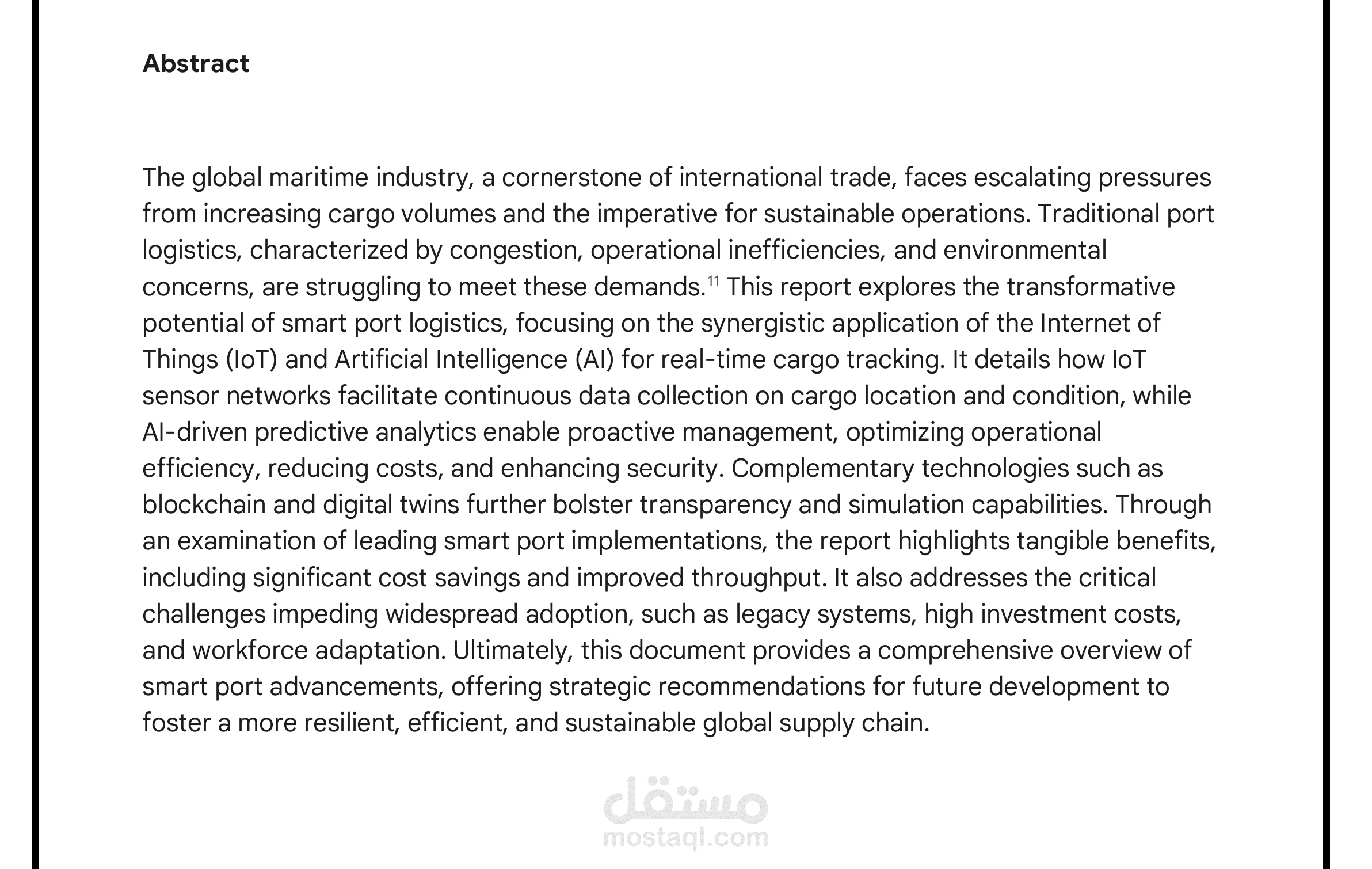 Smart Port Logistics  Optimization: Leveraging IoT  and AI for Real-time Cargo  Tracking