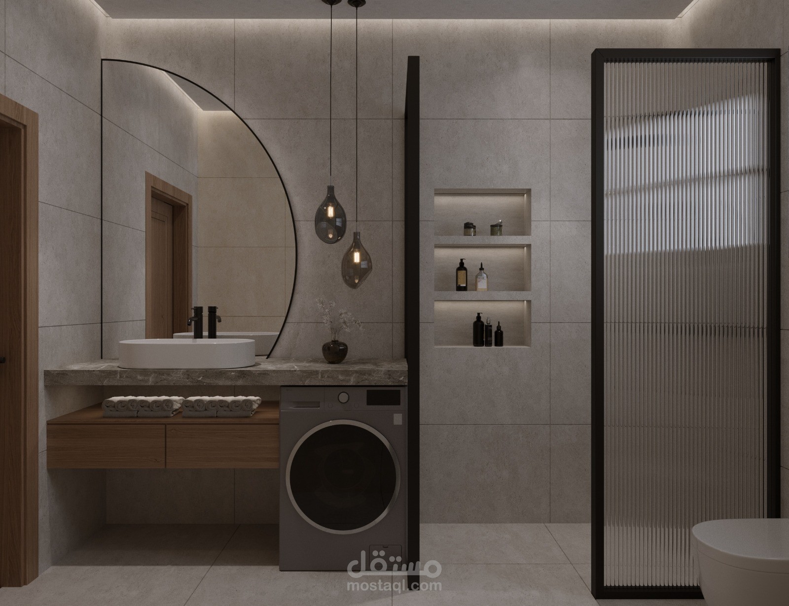 تصميم لحمامات مودرن بالتجمع الخامس