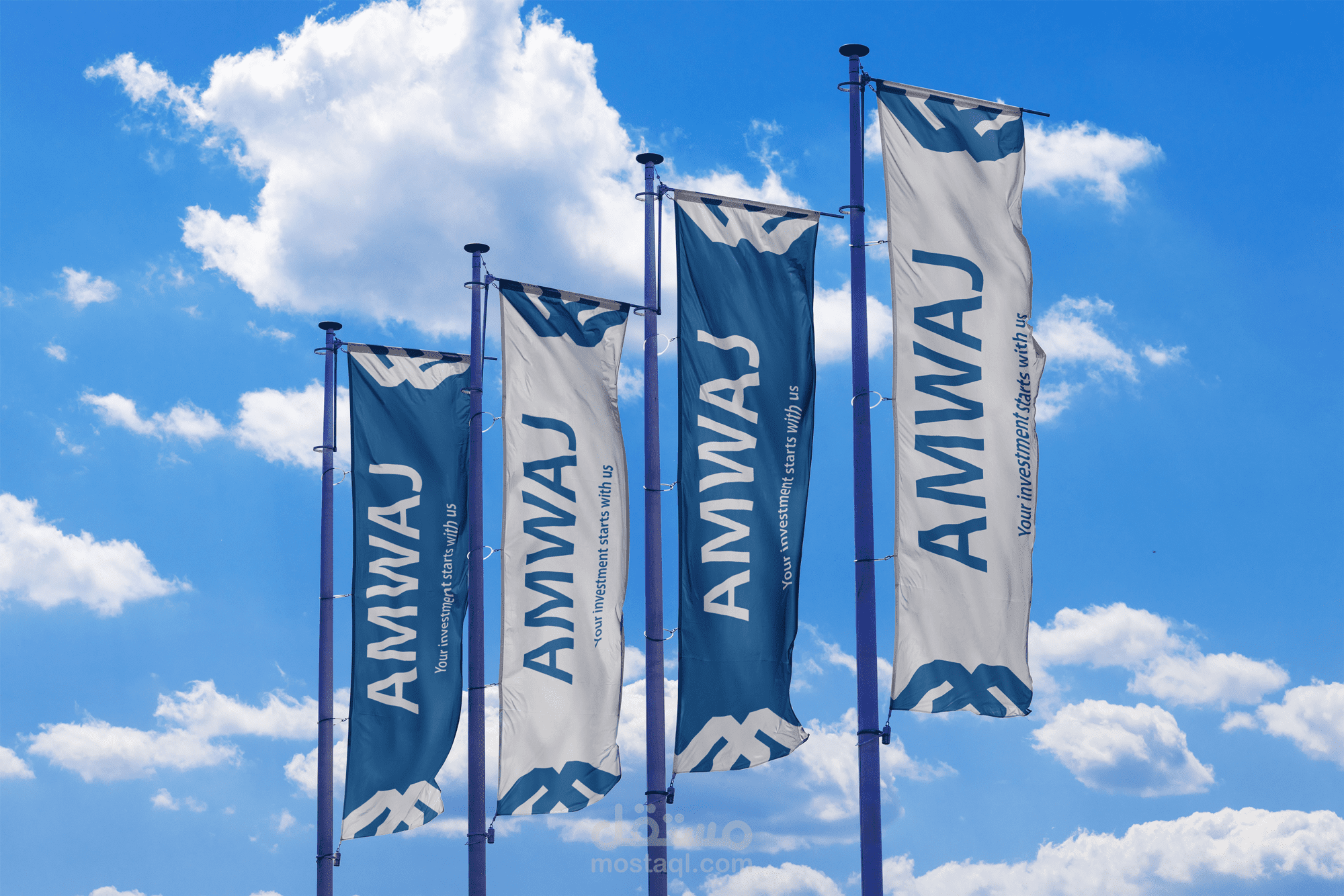 تصميم هوية كاملة لشركة Amwaj للتسويق العقاري