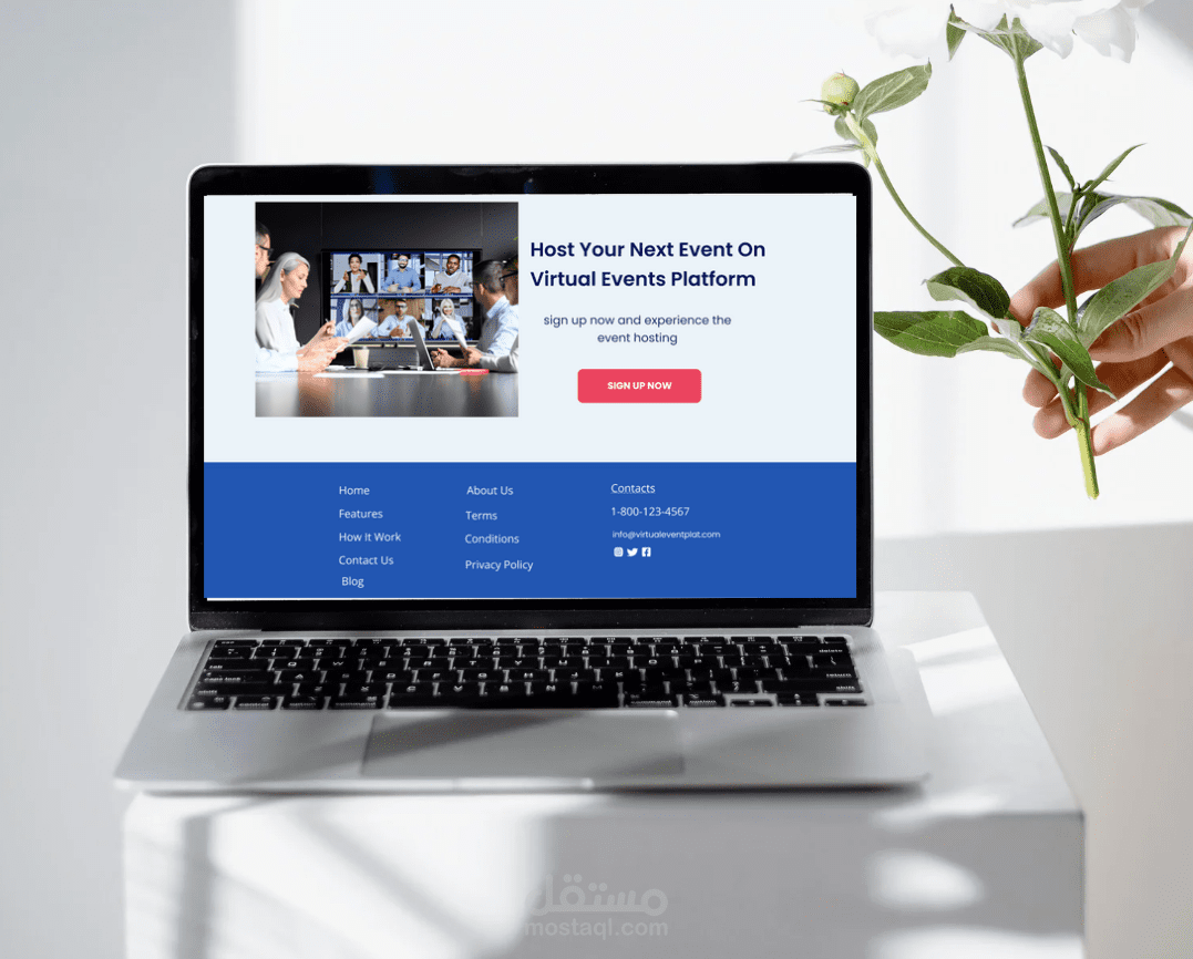 ⭐تصميم وتطوير  صفحة هبوط (landing page) لحدث إفتراضي virtual event platform