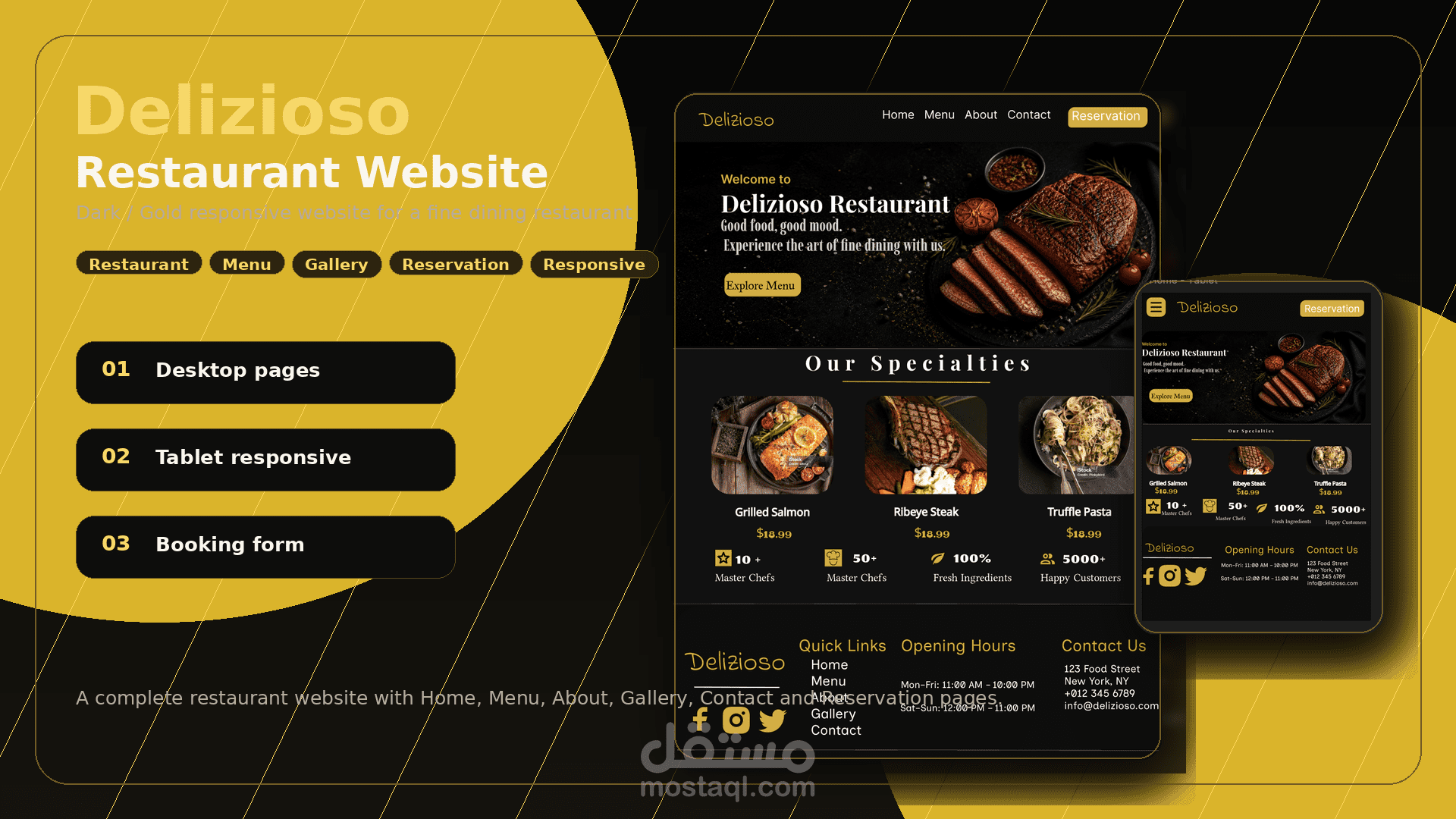 Delizioso - موقع مطعم لعرض المنيو وحجز الطاولات