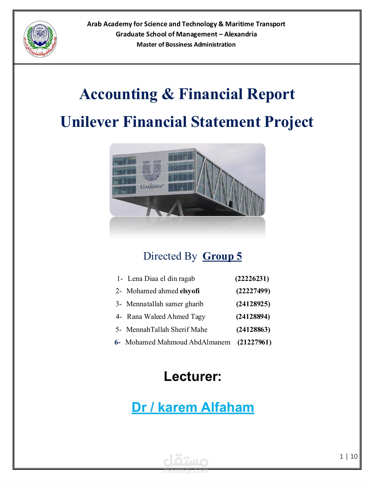 Unilever financial statement