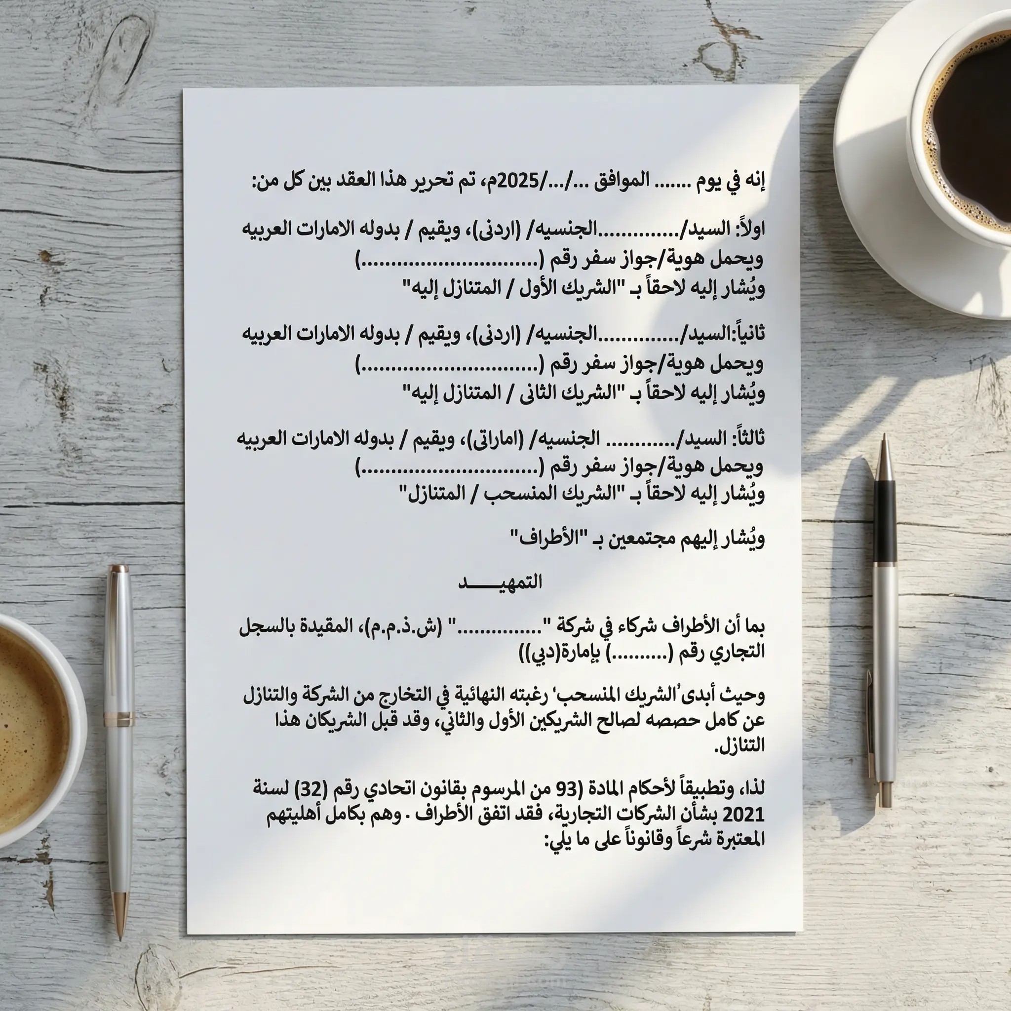 صياغة اتفاقيات التخارج وتصفية الشراكات (مطابق للأنظمة الخليجية).