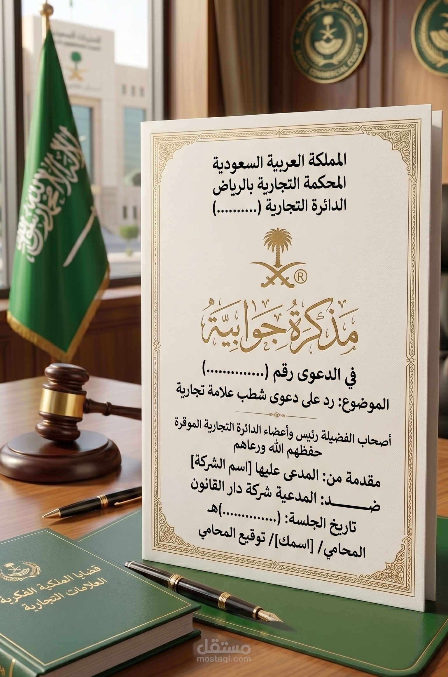 صياغة مذكرة جوابية في دعوى شطب علامة تجارية أمام المحاكم التجارية (السعودية)