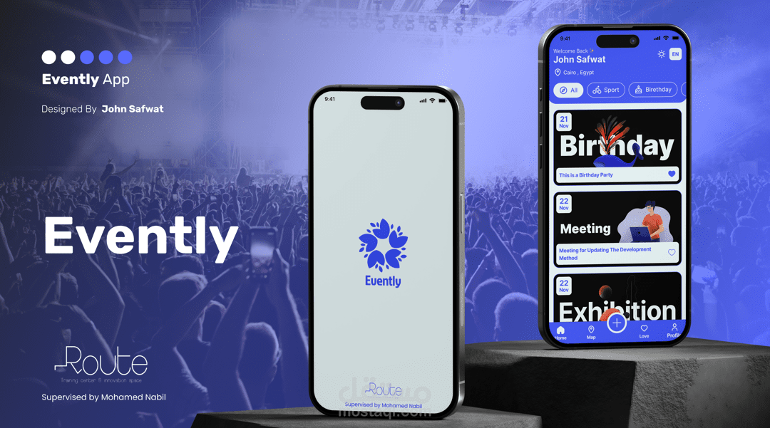 تطبيق Evently، هو تطبيق لإنشاء وحفظ الأحداث وتم إنشاؤه باستخدام فلاتر(Flutter)