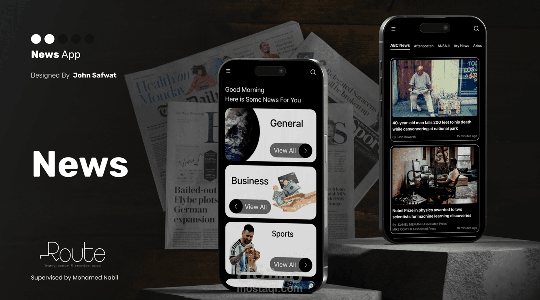 تطبيق News، هو تطبيق لعرض الأخبار حول العالم بمختلف أنواعها، تم إنشاؤه باستخدام فلاتر(Flutter)