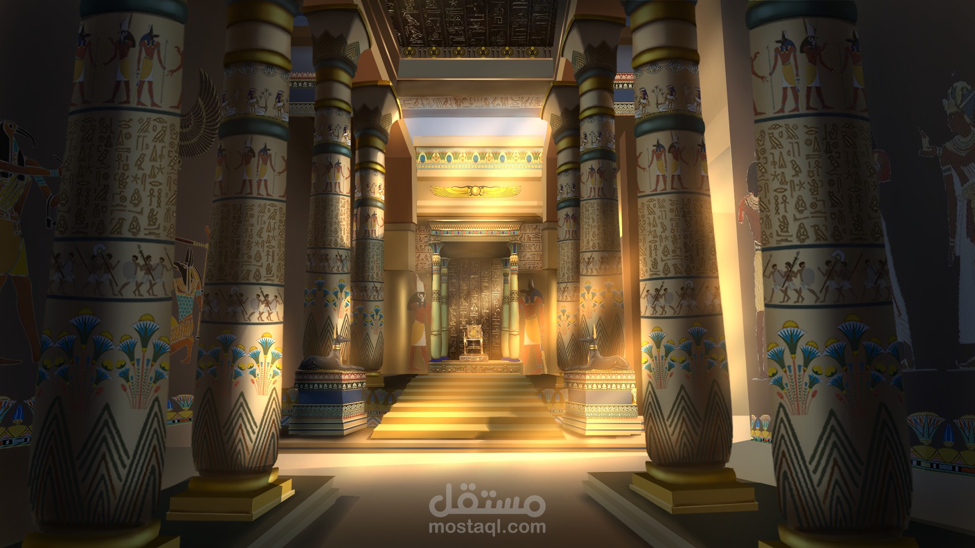 تصميم خلفية لقصر فرعوني من الداخل