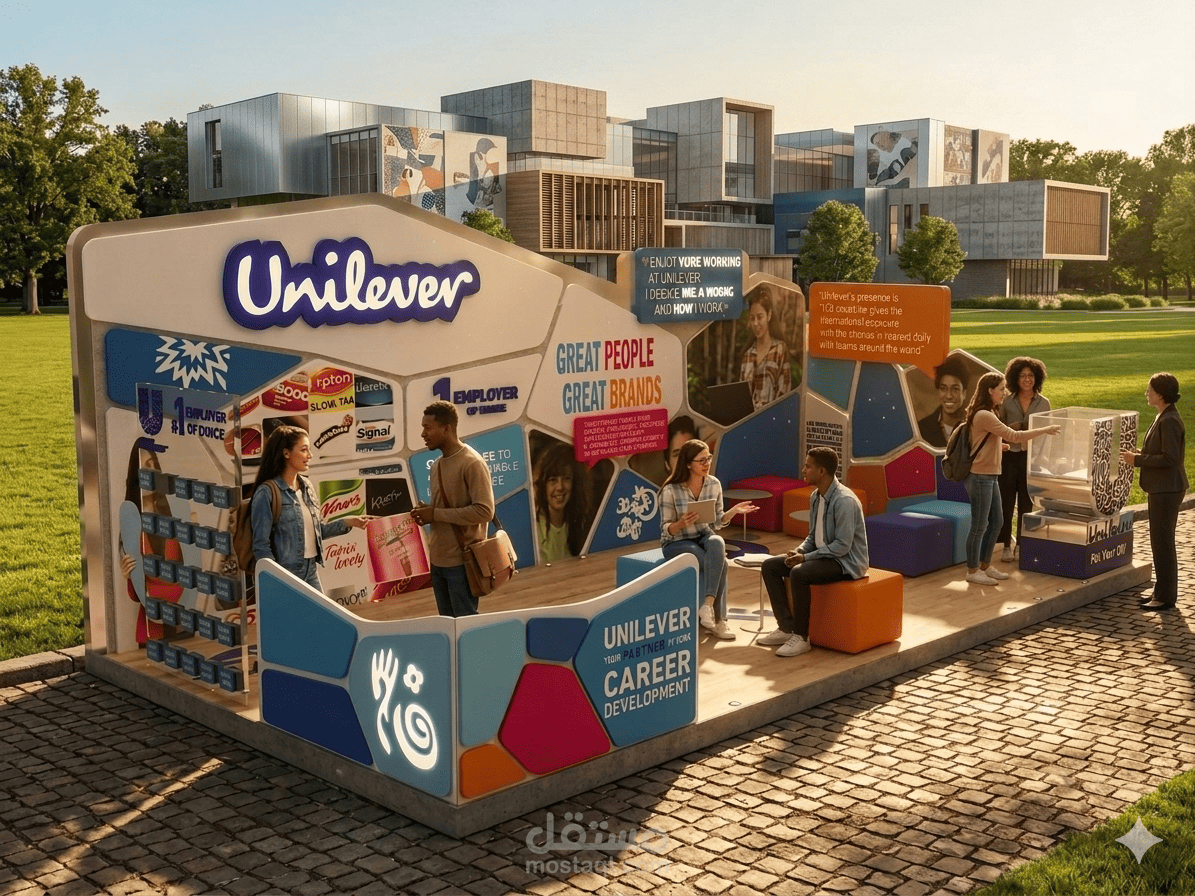 بوث فاعلية توظيف شركة unilever في الجامعة الالمانية و الجامعة الامريكية