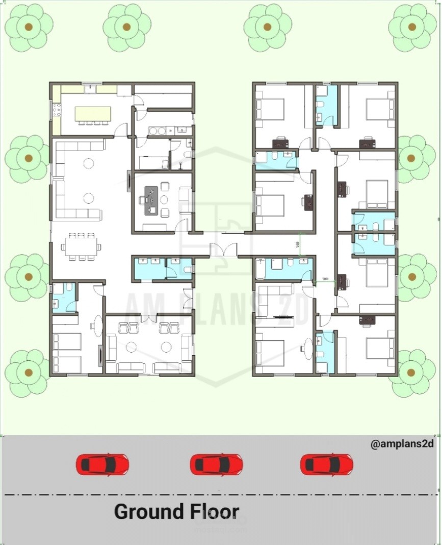 استراحه على شكل حرف H
