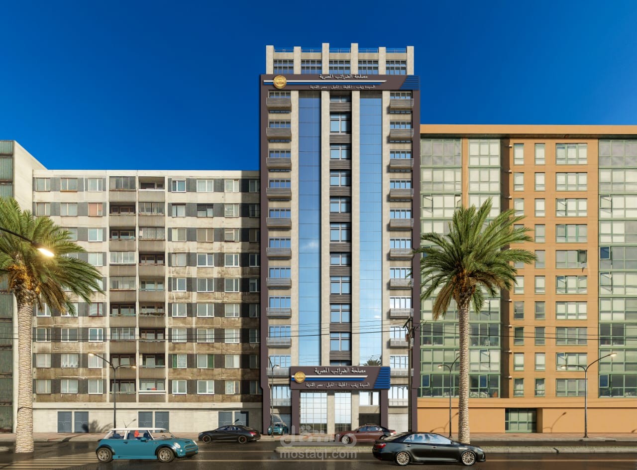 الرسومات التنفيذية للحوائط الستائرية لمشروع ميكنة مبنى ضرائب أمين سامي